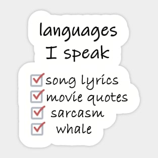 languages I speak- multilingual Sticker